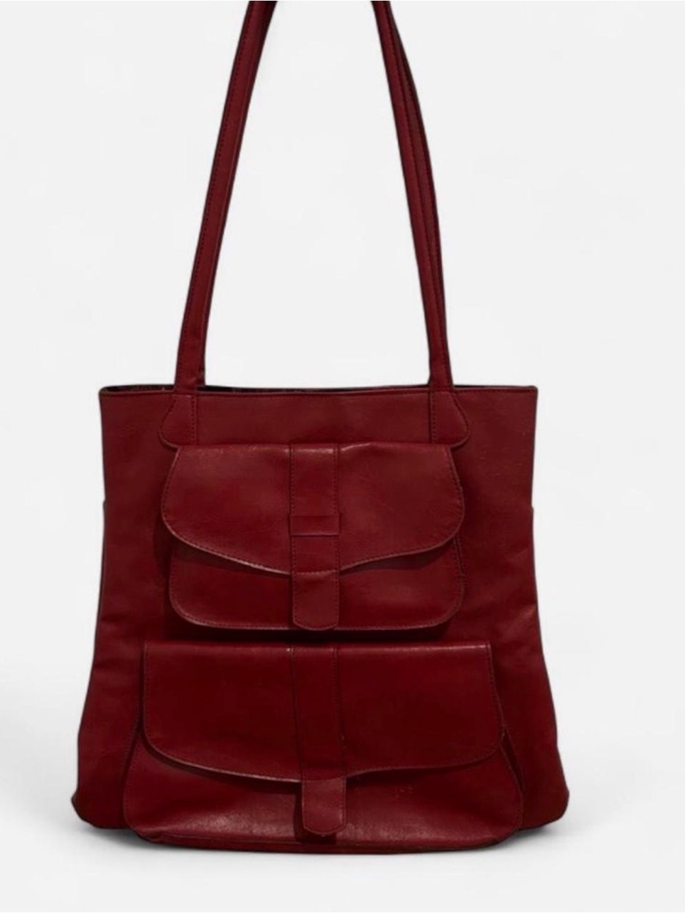 Sabina New York  Genuine Leather Red Tote Bag with Floral Lining- Vintage Y2K